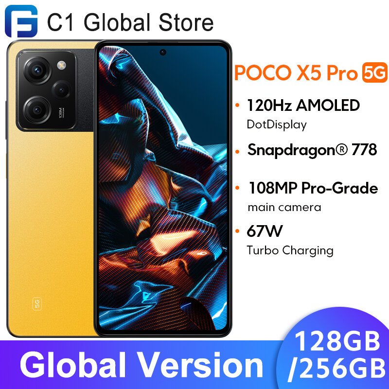 Wersja globalna POCO X5 Pro 5G android 128GB 256GB Snapdragon 778G 120Hz AMOLED DotDisplay 108MP kamera MIUI 14 67W