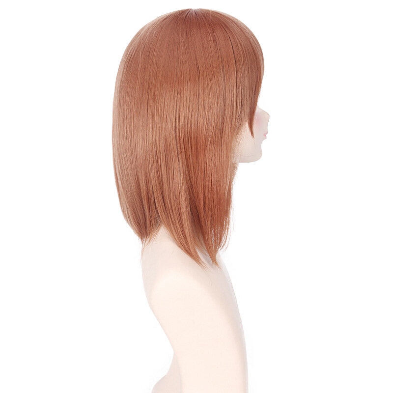 Peluca corta y recta de Anime para Cosplay, accesorio de cabello sintético resistente al calor, color naranja