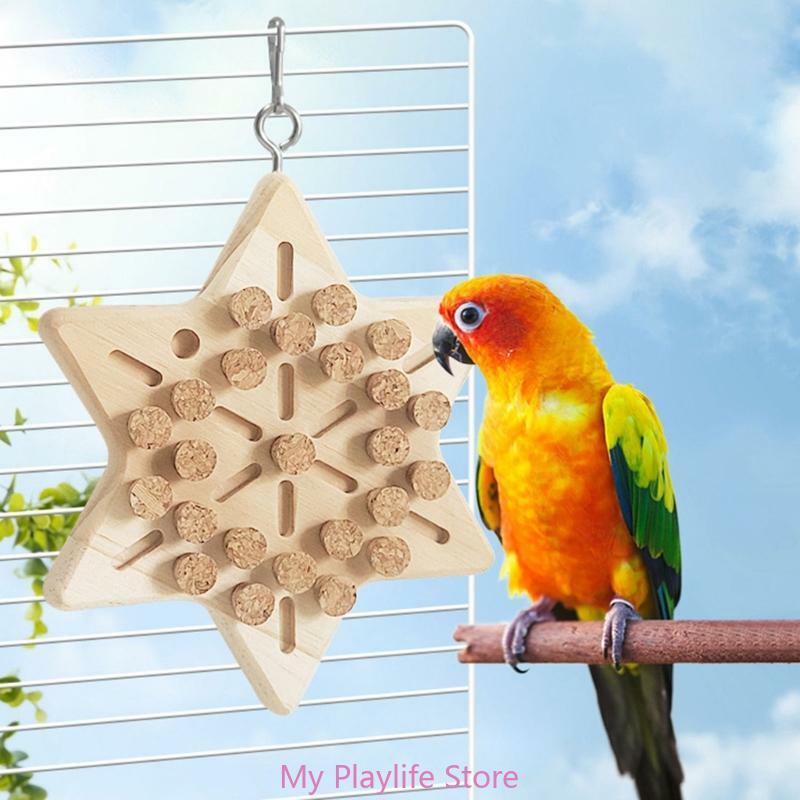 Bird Cage Cork Toy Birdcages Hangable Molar Toy Block Cage Grinding Toy Climb Swing Toy for Lovebirds Cockatoos