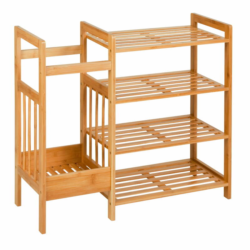 Honey-Can-Do 4-Tier Bamboo 8-Pair Entryway Shoe and Accessory Organizer Rack, Natural