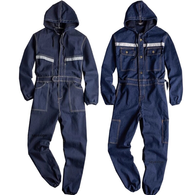 Denim Coveralls Electric Welding Suit Labor Insurance Clothes Auto Repairman Workwear Mechanic Worker Uniform Hi Vis Safety Suit