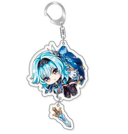Game Impact Keychains Acrylic Figure School Bag Jewelry Keychian Metal Holder Key Ring For Children Girl Men Accessories