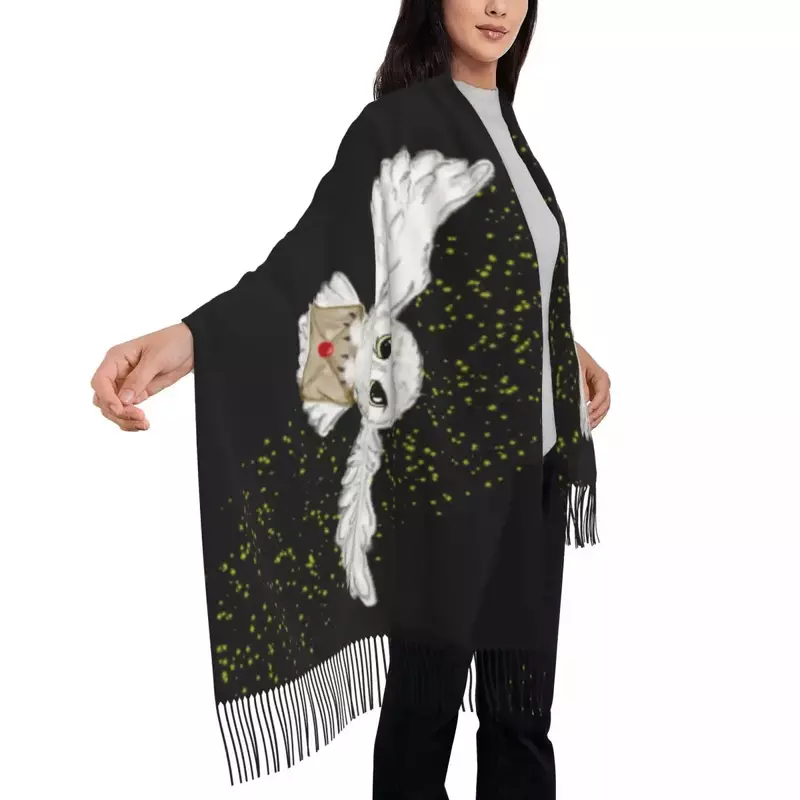 Luksusowa torebka sowa z frędzlami Tassel szalik zimowa, jesienna, ciepła chusta z szalikiem