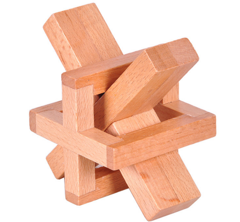 3D Holz IQ Gehirn Teaser Puzzle Spiel Traditionellen Geist Holz Puzzles Pädagogisches Spielzeug für Jungen Mädchen