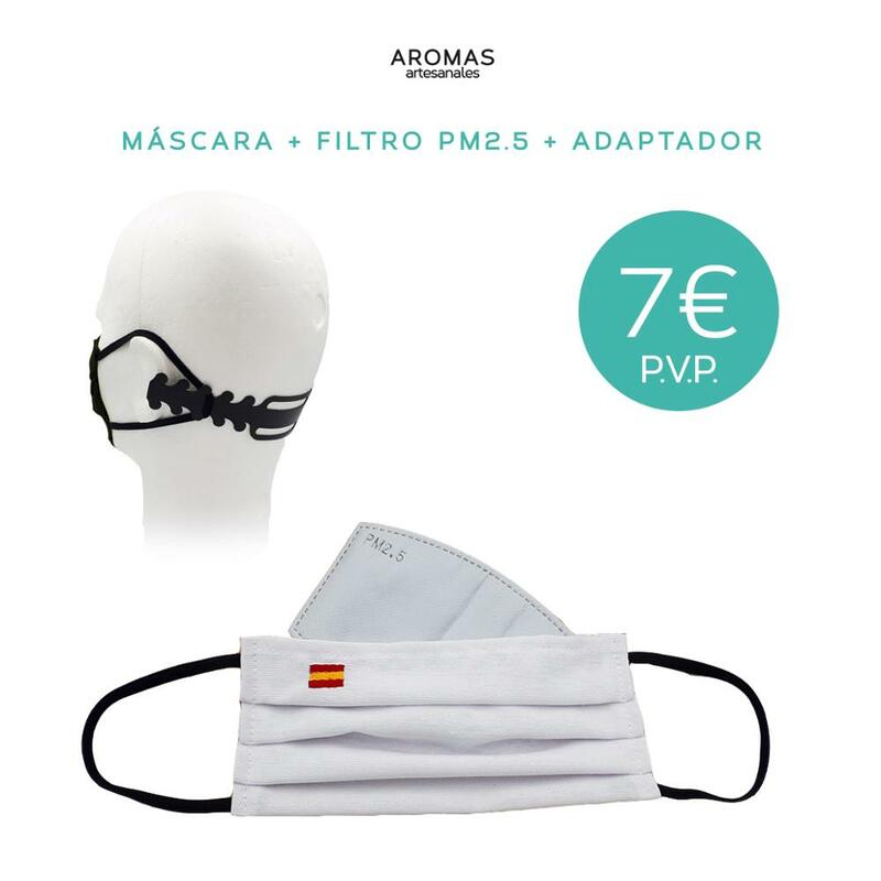 Mascara bandera de España bordada con goma, PACK 3 UNIDADES con filtro carbón activado pm2.5.  y adaptador mascarilla.