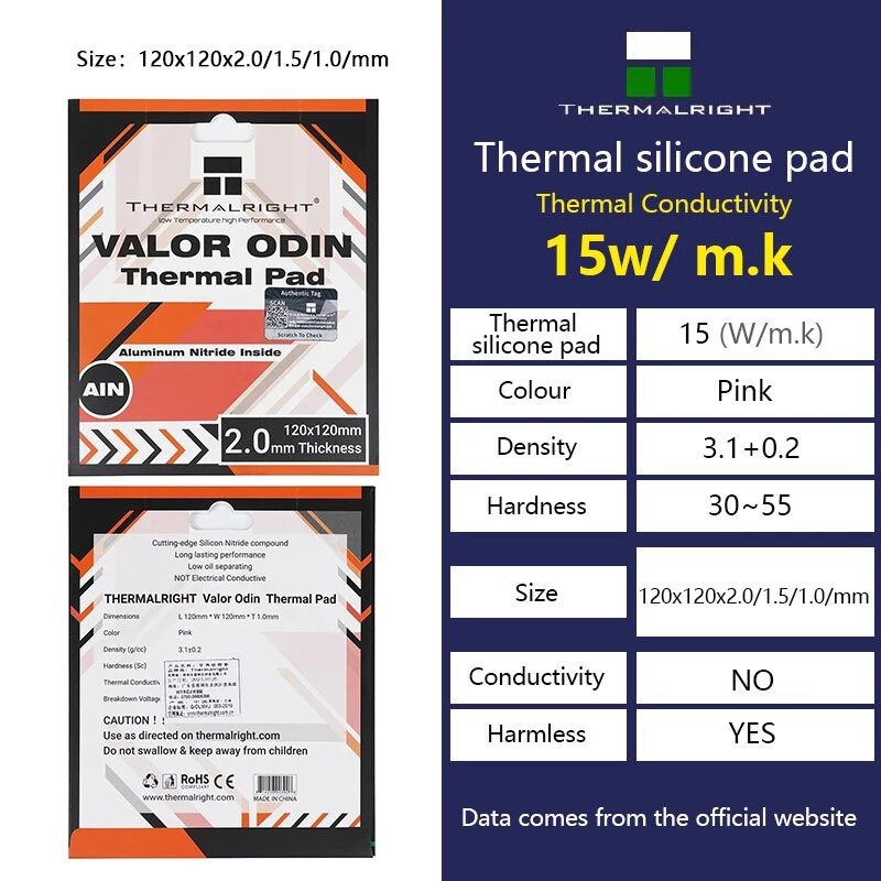 Thermalright odyssey-シリコン熱放散パッド,cpu/gpu,グラフィックカード,マザーボード,サーマルパッド12.8w/mk 85x45mm