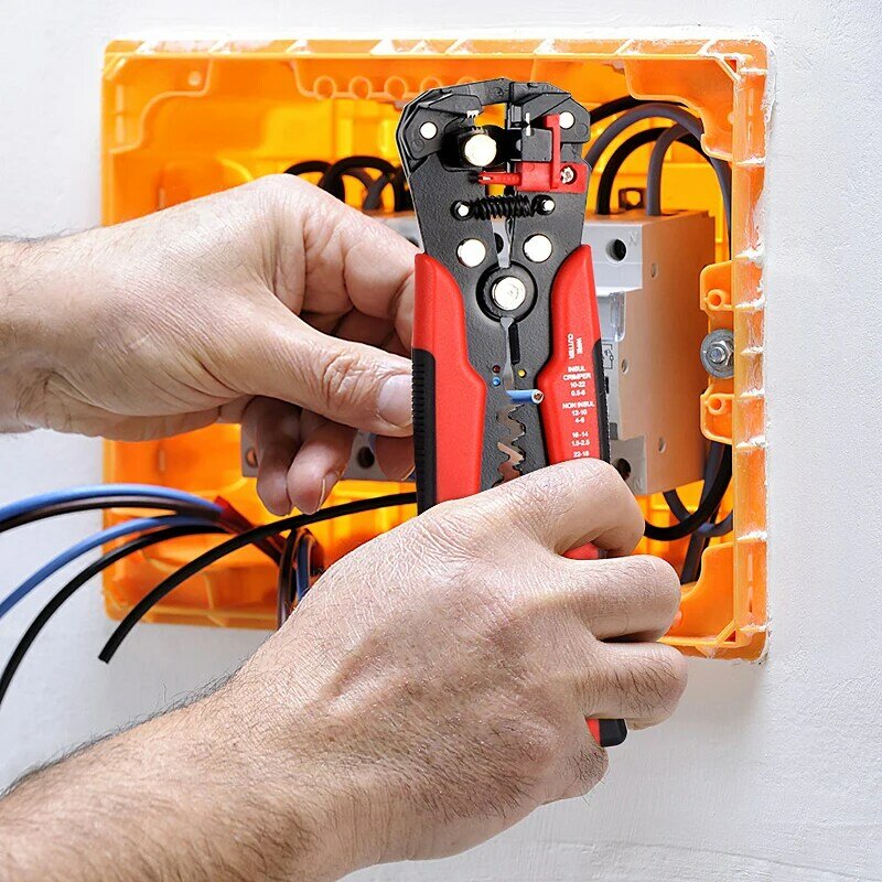 Qhtitec protable cortador de fio alicate stripper automático ferramentas de friso cabo alicates terminal 0.2-6.0mm2 ferramenta de mão