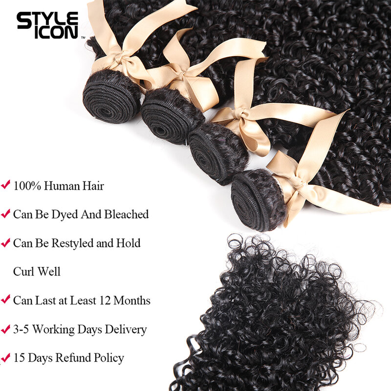 Curly Human Hair Bundles ปิดยาว36นิ้ว Remy Kinky Curly Bundles กับ3กลุ่มปิดฟรีการจัดส่ง