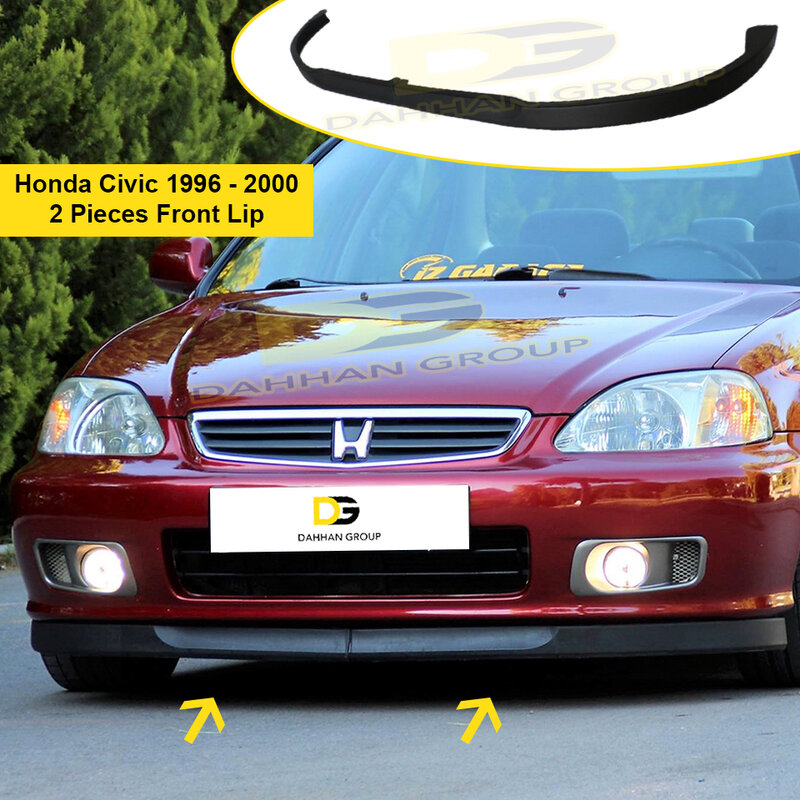 Honda Civic 1996-2000ประตู/4ประตูด้านหน้า Lip / Splitter 2ชิ้นสีดำพลาสติกปีกด้านหน้าสปอยเลอร์ Extension รถ
