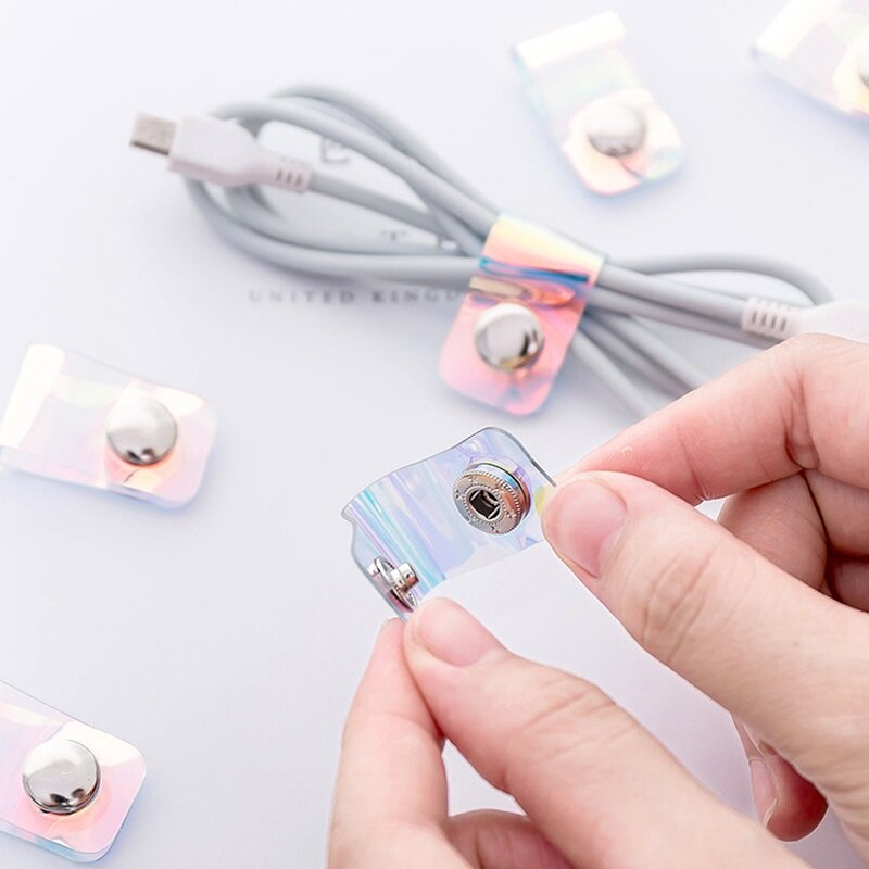 5 Pcs/Lot USB Phone Holder Accessory Packe Organizers Laser Transparent Cable Winder Earphone Protector Travel Accessories