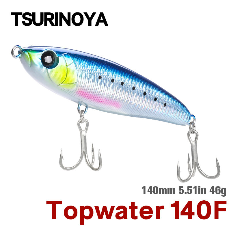 TSURINOYA-Topwater Lápis Lure para Pesca, Stickbait para água salgada, Big Game, iscas duras, áreas profundas flutuantes, 140F, 140mm, 46g