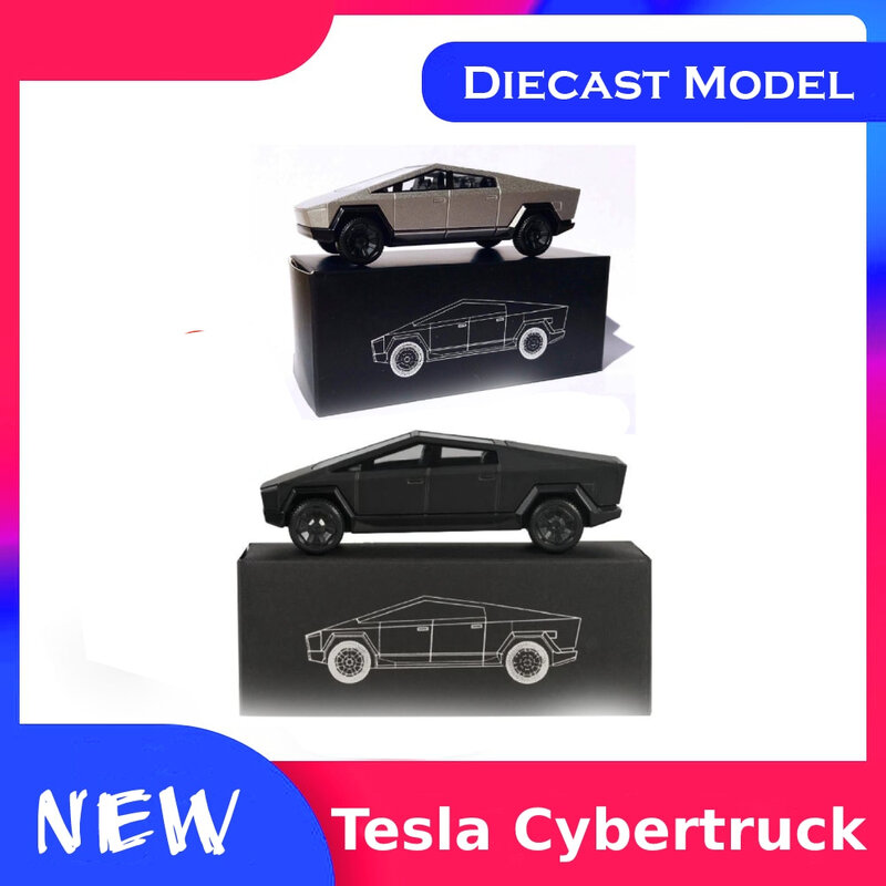 Коллекция 1/64 года, миниатюрный Металлический Игрушечный Автомобиль Tesla Cybertruck, модель 3 под давлением, игрушка в подарок для детей