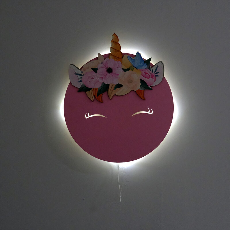 Iluminación de diseño de madera de unicornio con flores, lámparas de pared del dormitorio Modernas Decorativas, luz Led nocturna, modelo 019, 2021