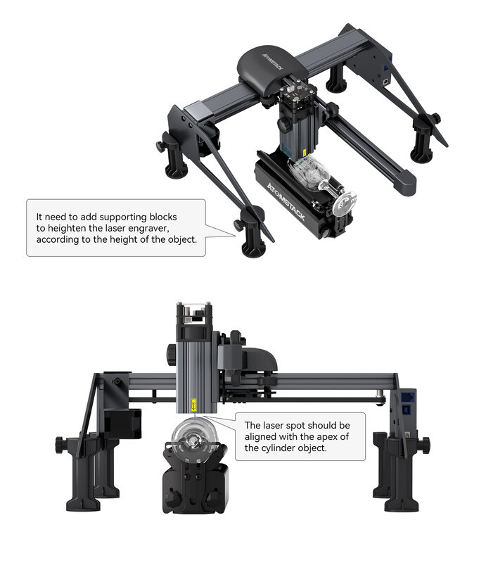 Atomstack-R3 Pro rolo rotativo com suporte separável, 95% CNC Laser gravador para objetos extremamente longos e grandes, rolo cilíndrico