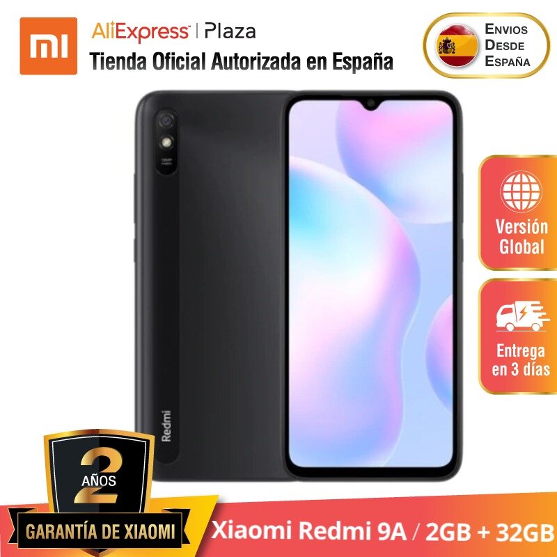 글로벌 Xiaomi Redmi 9A Teléfono móvil 2GB 32GB Octa Core 6.53 "5000mAh 13MP [Teléfono Móvil Versión global para España]