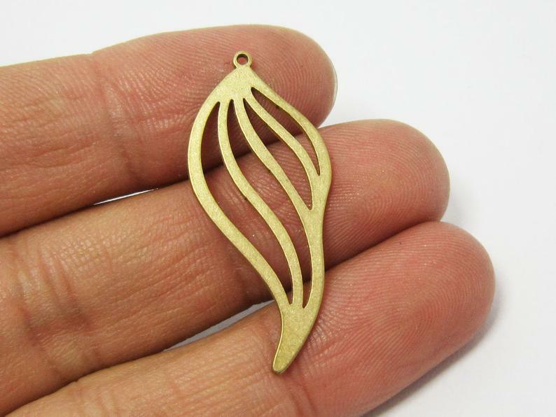 6pcs Flame Shaped Earring Charms, Necklace Pendant, 16.5x12.5mm, Incise Brass Findings, Jewelry Making Supplies R627