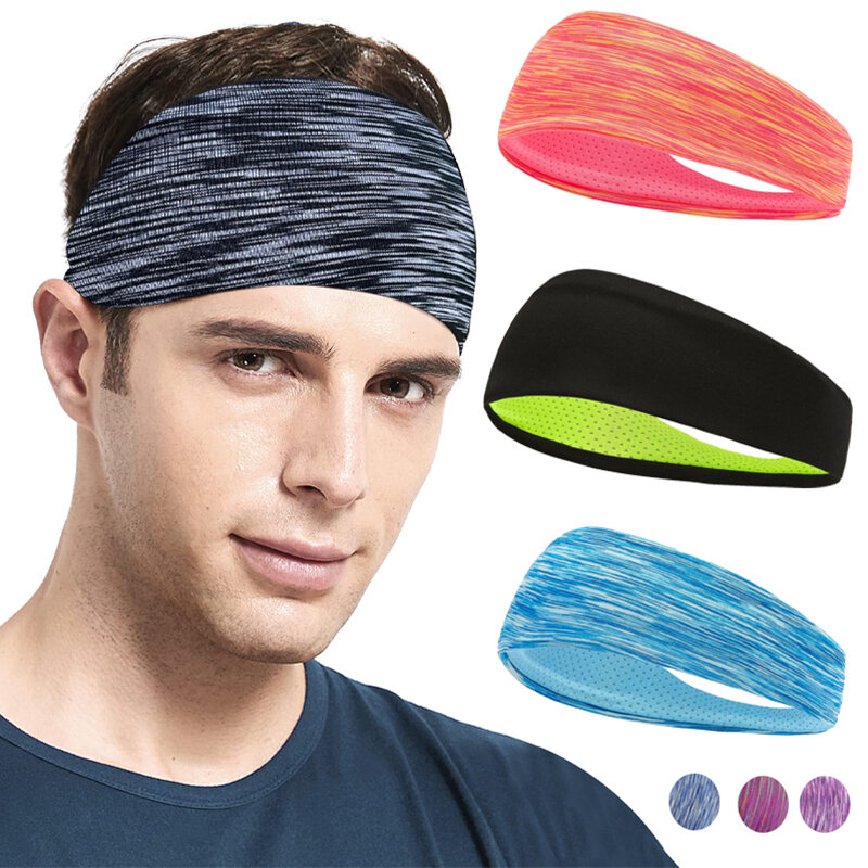 Sweatband elástico para homens e mulheres, Hairbands esportivos, Head Band, Yoga Headwear, Headwrap, Esportes, Workout Hair Accessories, 3pcs