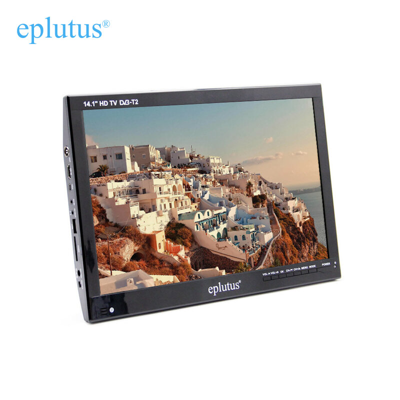 14,1 inch Portable TV für auto DVB T2 Digital tuner Analog mini kleine auto fernsehen eplutus monitor für Russland auto HDMI USB