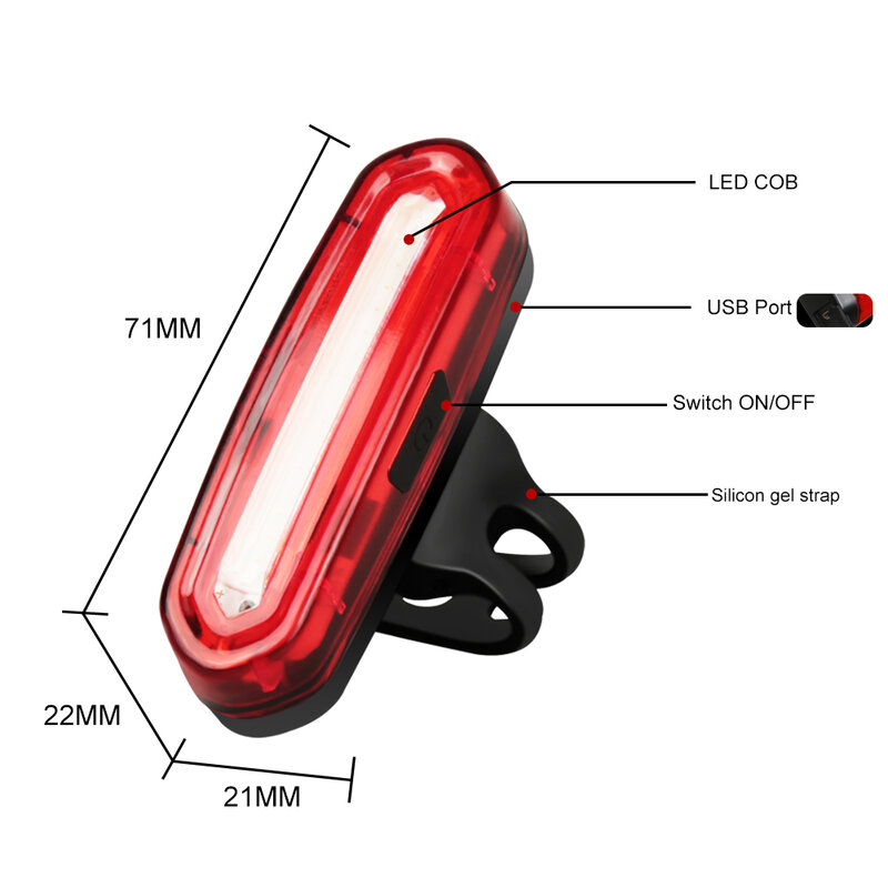 AUBTEC-enquêter arrière LED étanche pour vélo, aste par USB, éclairage pour VTT