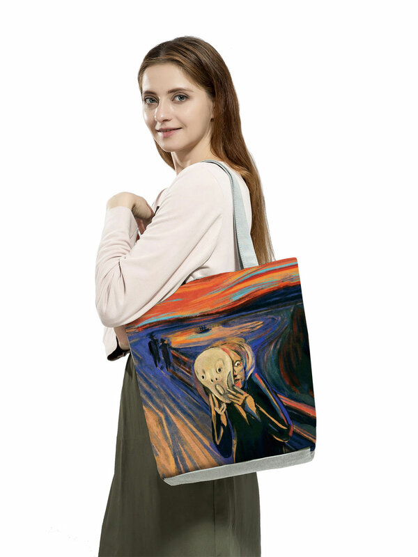 ใหม่ Van Gogh ภาพวาดผ้า/ผ้า/ผ้า/ผ้า/ผ้า/ผ้า/ผ้า/ผ้า/ผ้า/ผ้า/กระเป๋า Retro Art แฟชั่นกระเป๋าเดินทางผู้หญิง Eco...
