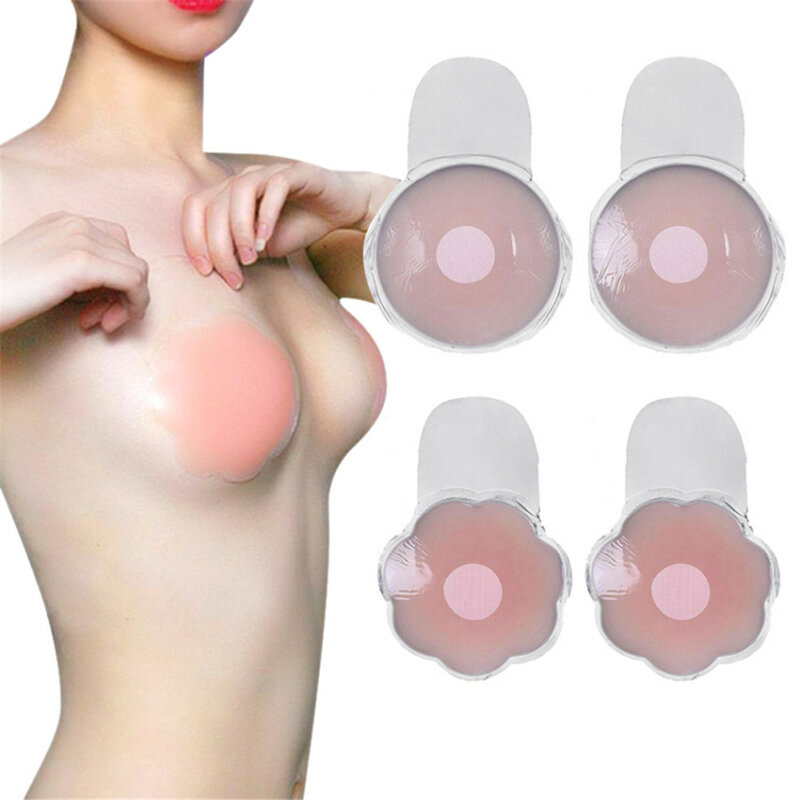 1 Pair Reusable Invisible Pure Silicone Chest Sticker Anti-stripping Anti-Sagging Bra Nipple Pad Lift Up Breast Chest Milk Paste