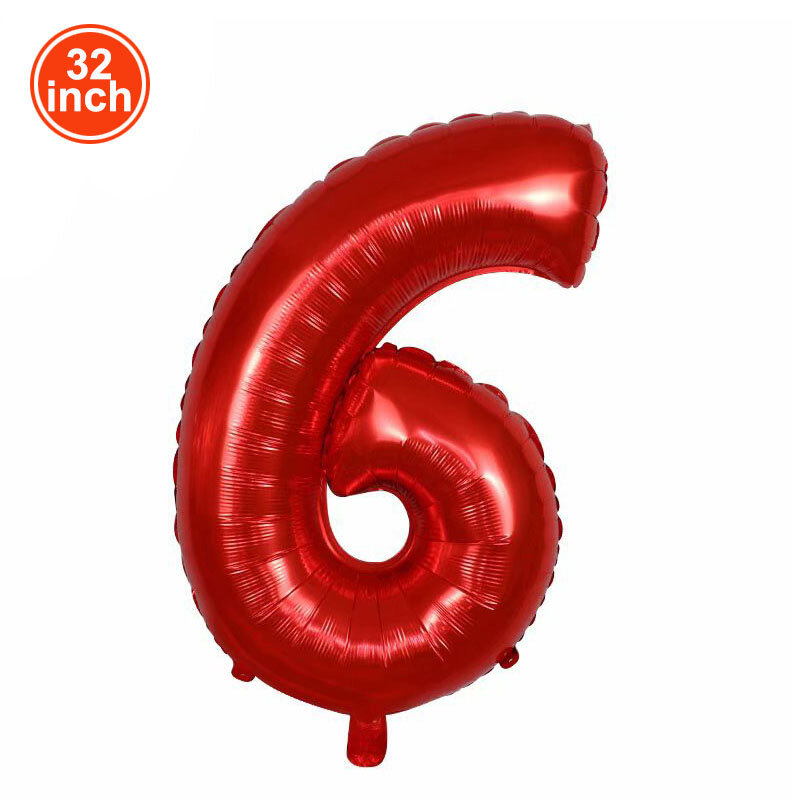Balon Angka Besar Merah 32 Inci 1 2 3 4 5 6 7 8 9 Bola Ulang Tahun Pembalap Digit Balon Lajang Gambar Gohatsu Ballon