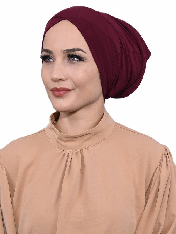 Cappuccio a tubo incrociato anteriore quotidiano utile pratico moda donna Hijab musulmano abbigliamento islamico stagionale estate inverno matrimonio elegante