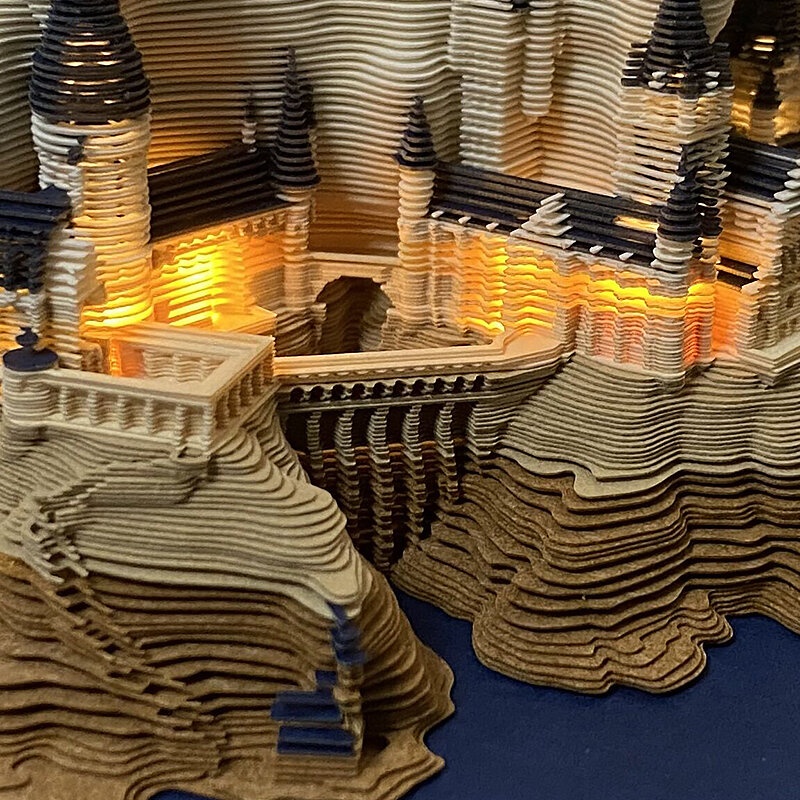 Omoshirui Blok 160 Lembar Mini Notepad Kubus Hary Desain Kastil 3D Memo Pad Catatan Tempel Scrapbooking Hadiah Baru untuk Pacar