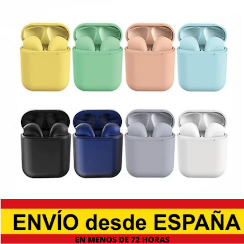 Inpods 12 écouteurs Bluetooth sans fil couleurs Pastel (8 couleurs disponibles) Macaron rose, vert, jaune, bleu, noir