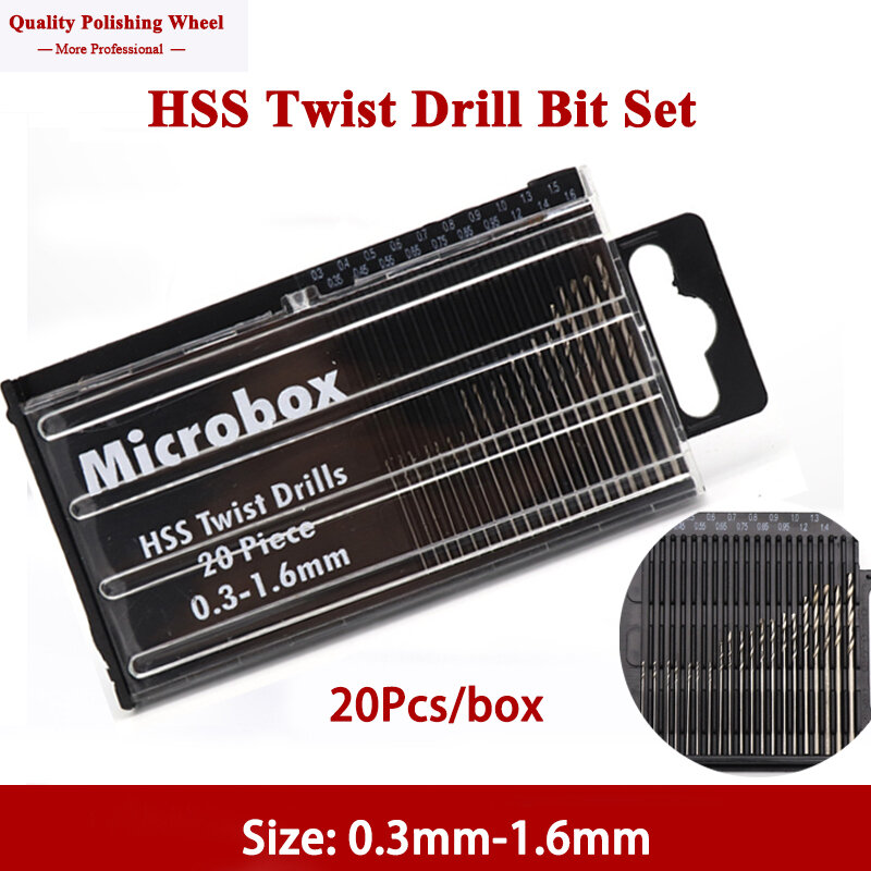20 Stuks 0.3Mm-1.6Mm Mini Boor Hoge Snelheid Staal Microbox Hss Boor Set Model craft Met Case Reparatie Onderdelen Tool Kit