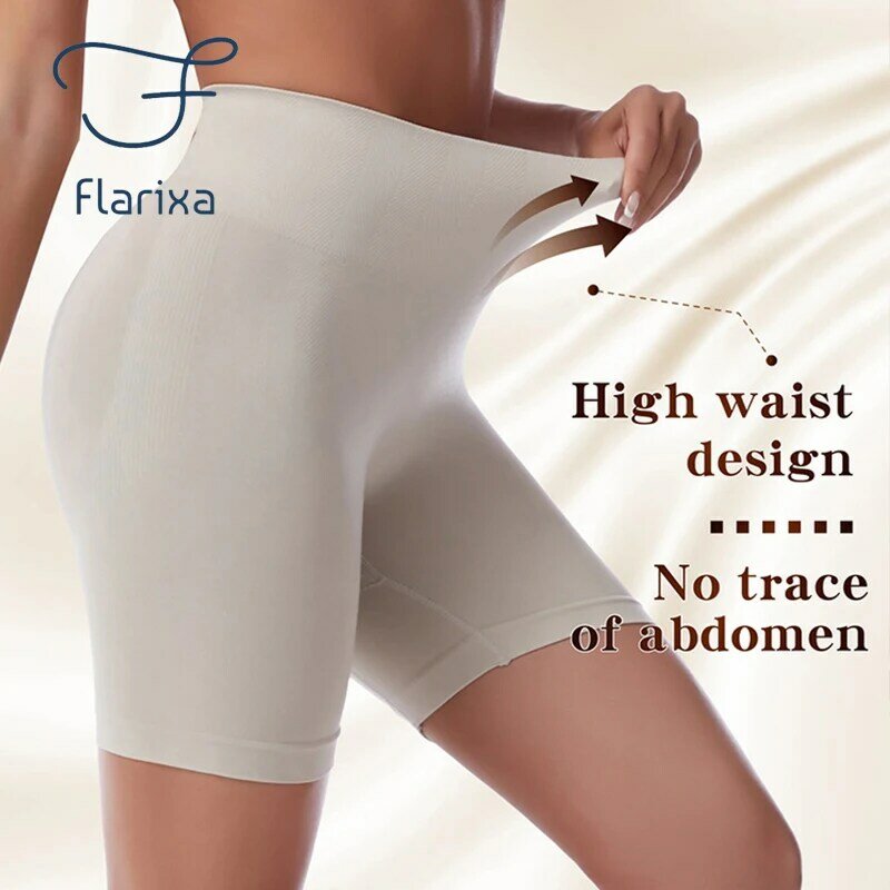 Flarixa Seamless Safety Pants Women's Shorts High Waist Abdominal Pants Postpartum Body Shaper Comfort Boxer Briefs Skirt Shorts