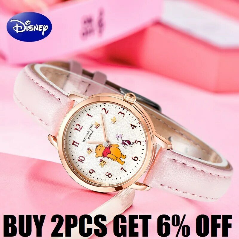 Disney Winnie Pooh Original Children Rotatable Dial Quartz Wristwatch Youth Lady Student Girl Kid Gift Cartoon Clock Waterproof
