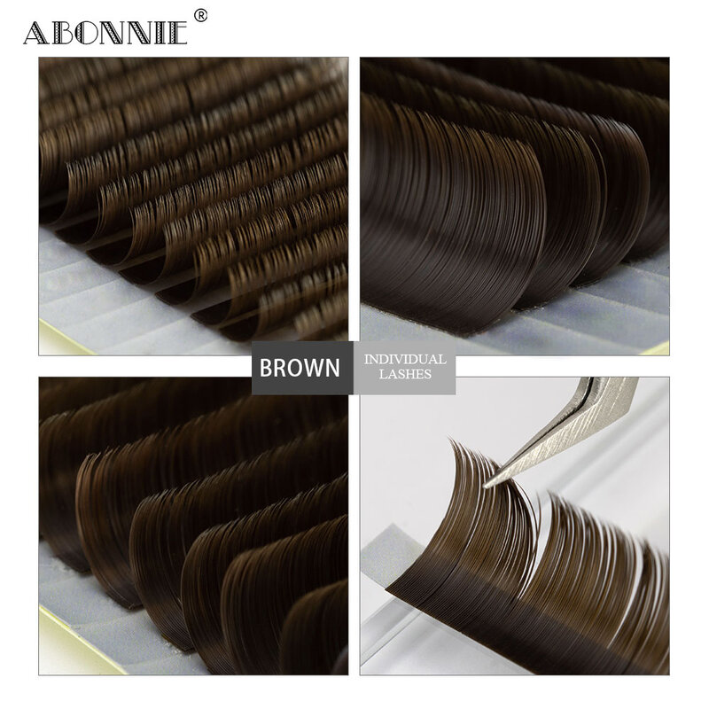 Abonnie Dark Brown Individual Eyelash Extension Premium Eyelashes 8-15&mix Mink Lashes Professional Lash Extension