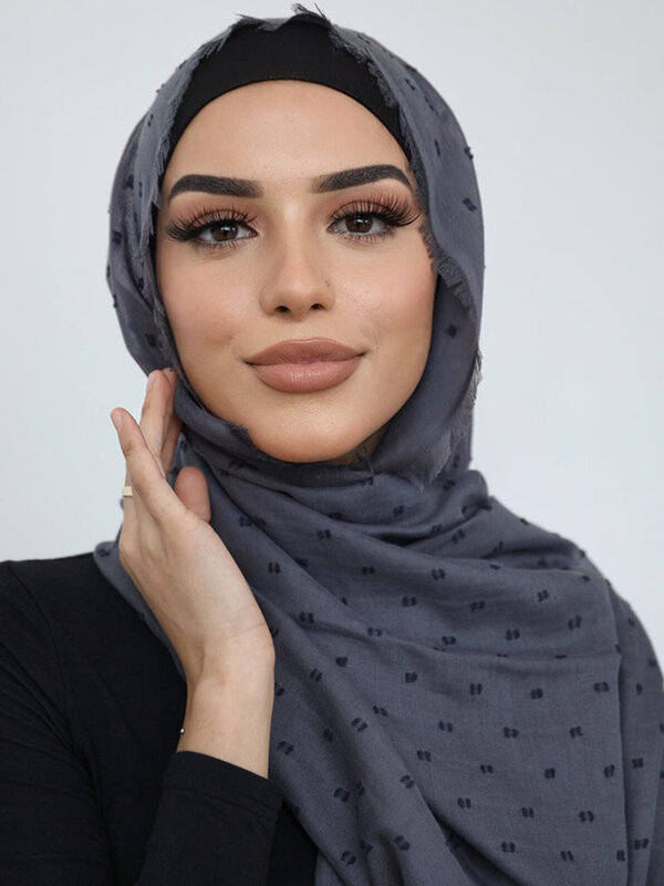 Selendang Katun LAVEN Syal Hitam Katun Jilbab Wanita Muslim Selendang Longgar Panjang Lembut Kepala Bungkus Bandana Foulard Ramadhan Abaya
