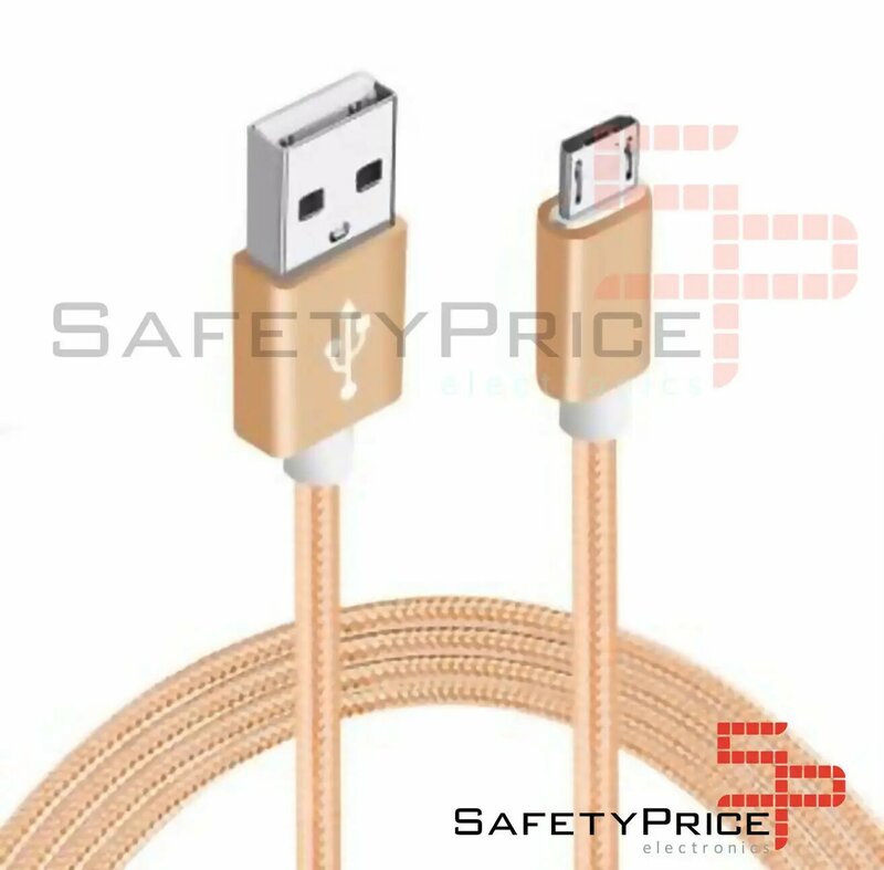 MICRO USB CABLE aluminum braided mobile TABLET 1m gold NYLON
