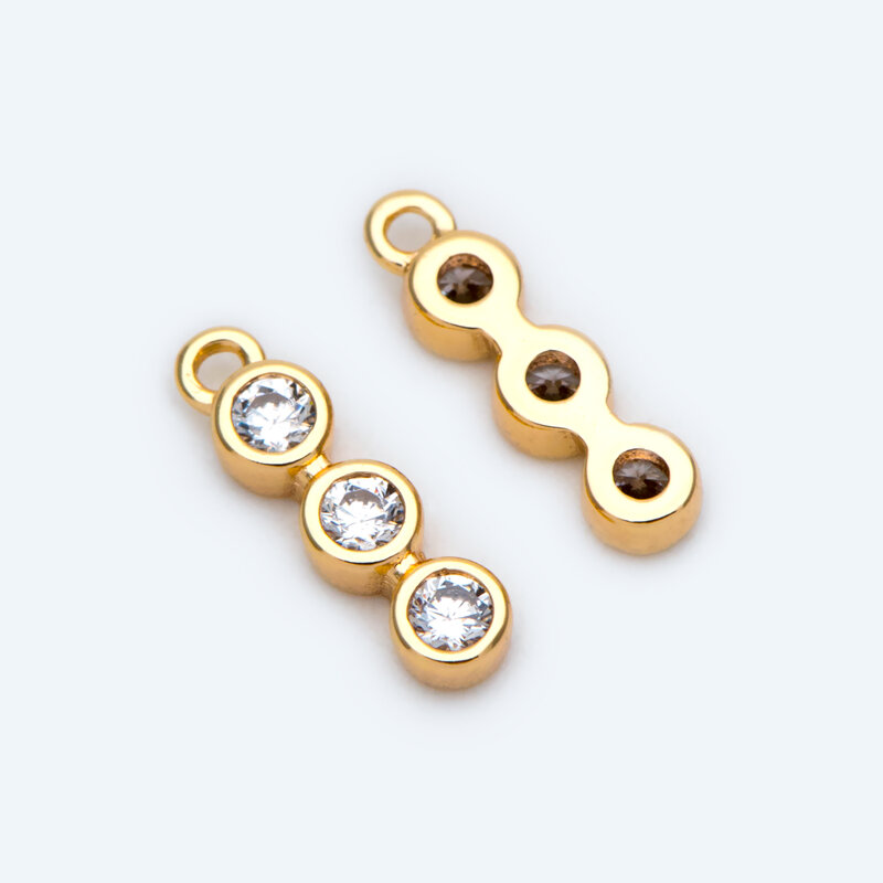 10 pçs ouro cz pavimentado barra charme para diy jóias que fazem acessórios, 11x3mm, zircão encantos, pedra branca encantos (GB-1734-1)