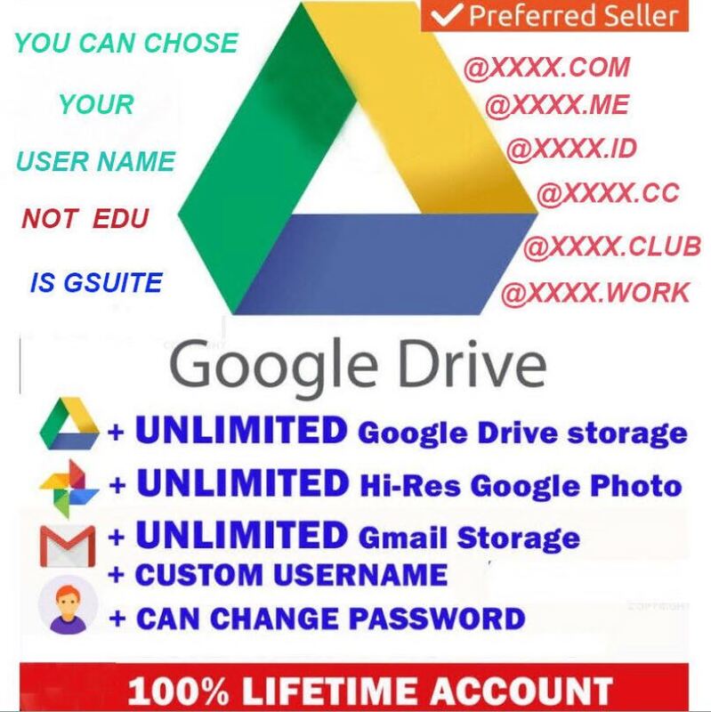Gsuite Google Drive Storage illimitato✨Tempo di vita✨Nuovo Account e-mail e password non comuni