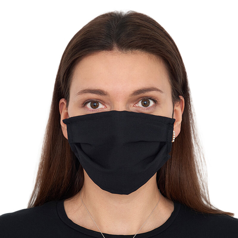 Многоразовые двухслойные гигиенические маски для лица из 100% хлопка, черные, 10/25/50 шт. в упаковке