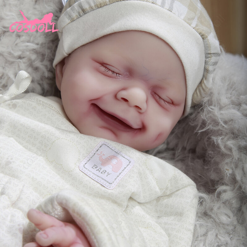 Reborn bebê macio 100% silicone realista boneca semelhante real menina olhos fechados brinquedos para crianças natal giftcosdoll 47cm