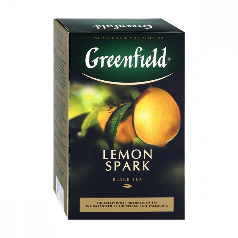 Chá greenfield "faísca de limão", preto com limão, 100 gr