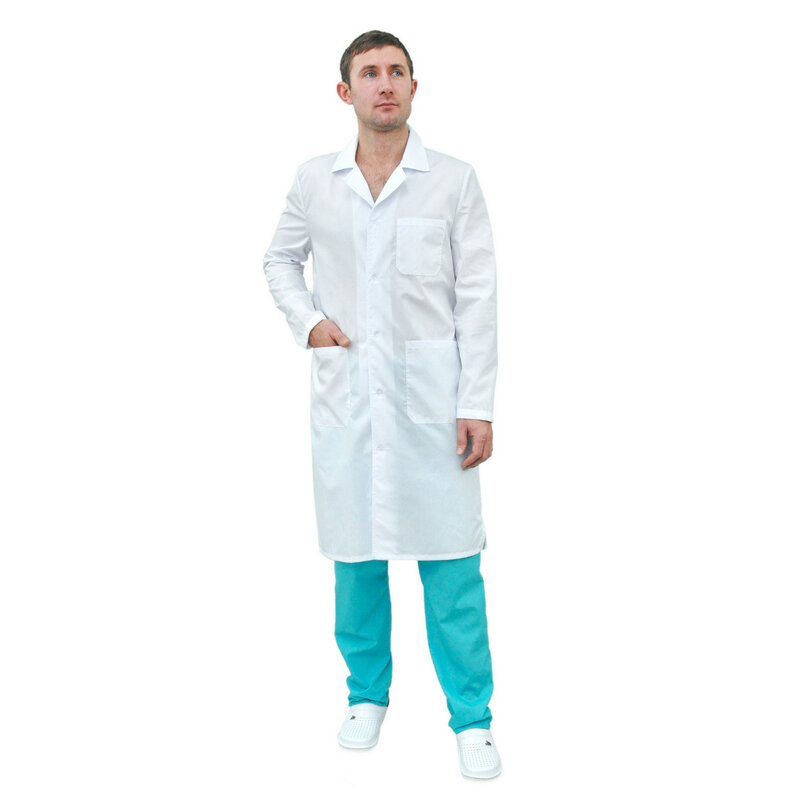 Médica masculina robe ivuniforma Branco Clássico de тиси