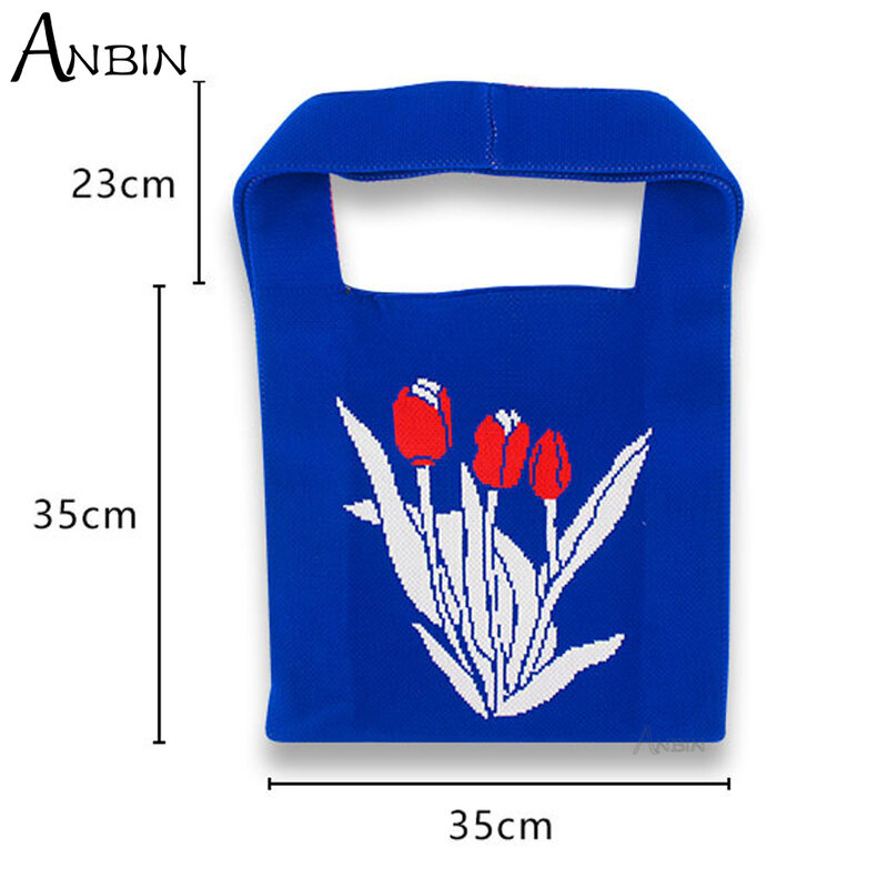 Women Jacquard Knit Underarm Shoulder Bag Female Retro Flower Pattern Design Handbag Large Capacity Tote Shopping Bag Dropship