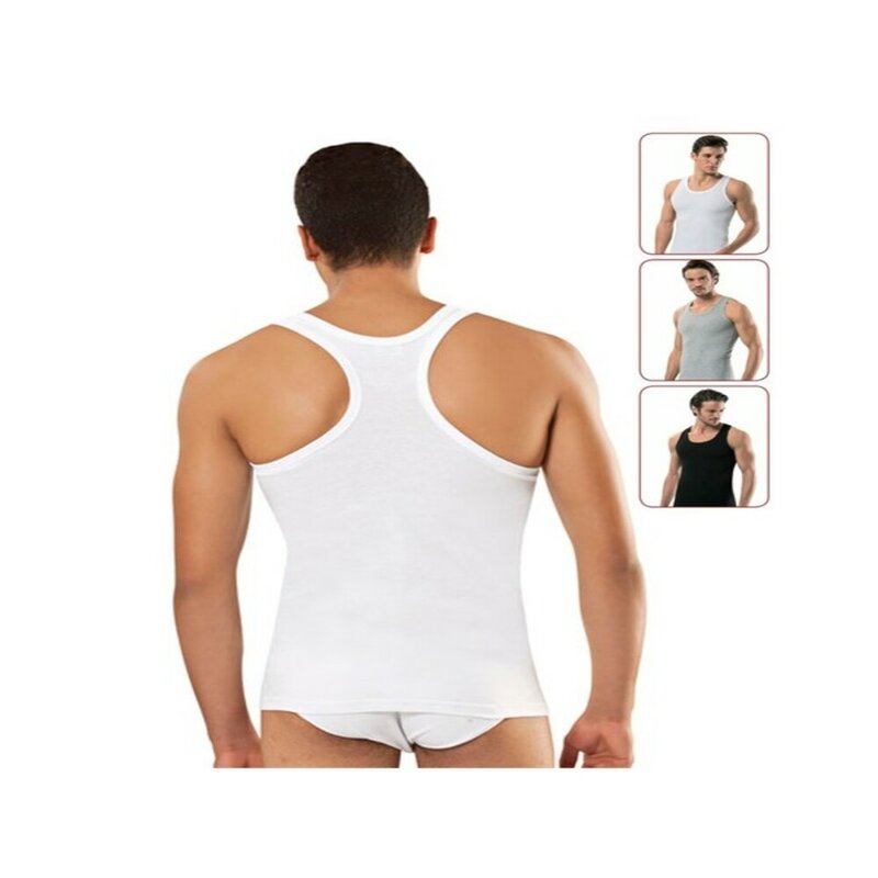 Tutku 6 Pack 100% Cotton Men's Ribbed Athlete Athlete Men's Underwear Undershirt Black White Gray