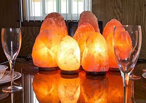Lámpara de Sal del Himalaya Natural lampara decoracion hogar... lampara led + 1 Bombilla de Led de Repuesto Enchufe Europeo