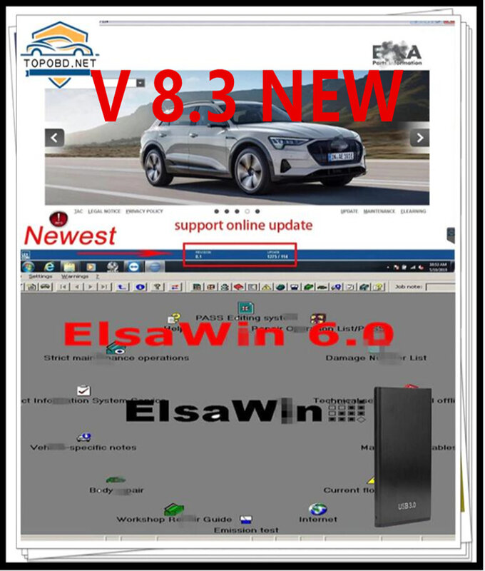 ELSAWIN-Software de reparación de automóviles, catálogo de piezas electrónicas de vehículos de grupo, con E T/ K 8,3 Para a-udi para V-W, oferta de 2022