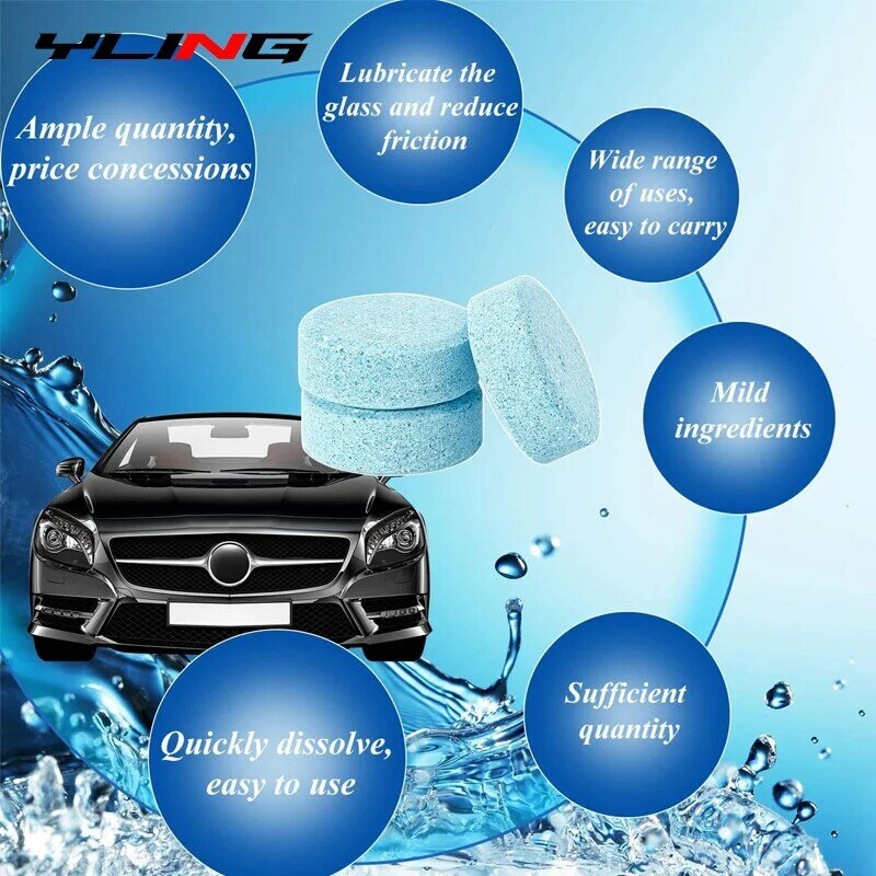 Detergente per vetri auto tergicristallo Tablet Washer fluido compressa di vetro effervescente lavavetri pillole Pellet accessori per vetri auto