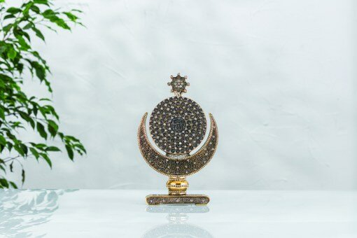Asmaul Husna – cadeau de Table ronde islamique, couleur or, pour décoration de bureau, maison