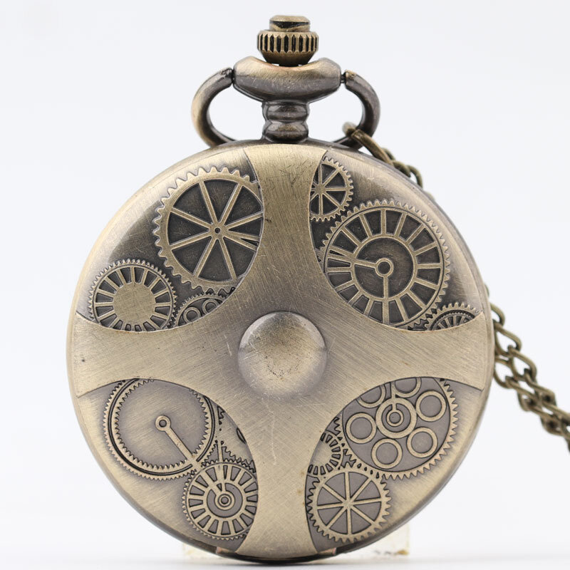 Liberal Romanticism Pocket Watches Retro Bronze Charm Chain Necklace Pendant Exquisite Steampunk Pocket&Fob Chain Watches