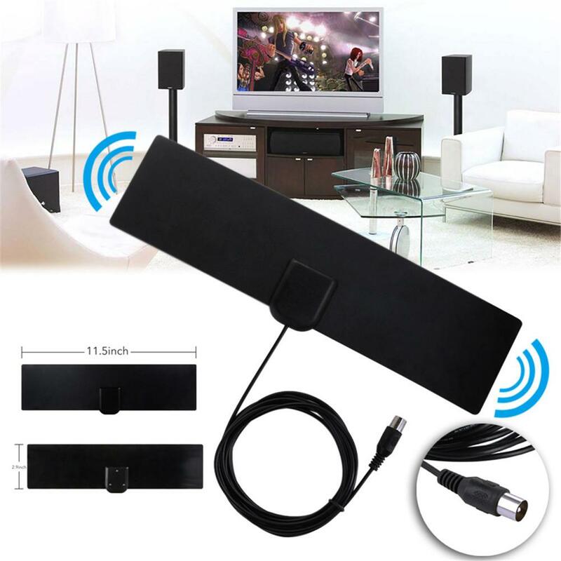 Indoor Digital HDTV Antenna Signal Amplified 80 Mile Range 4K HD VHF Freeview - Black