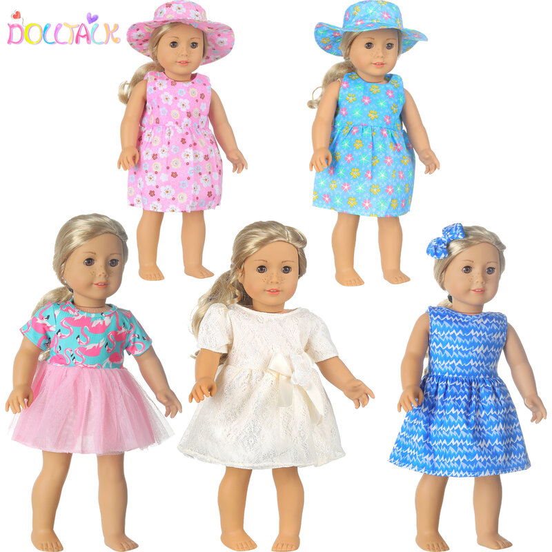 2022 nova princesa bonito vestido conjuntos para americano 18 Polegada menina boneca roupas saias rosa conjunto para 43cm bebê recém nascido, og menina boneca brinquedo